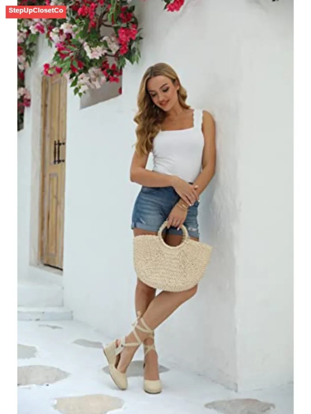 Womens Lace Up Espadrilles Closed Toe Wedges Sandals Slingback Platform Heels